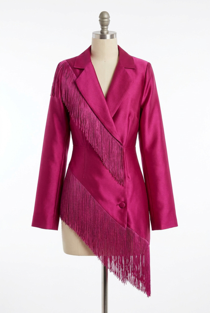 NEW SUGARLIPS liv fringe blazer in magenta